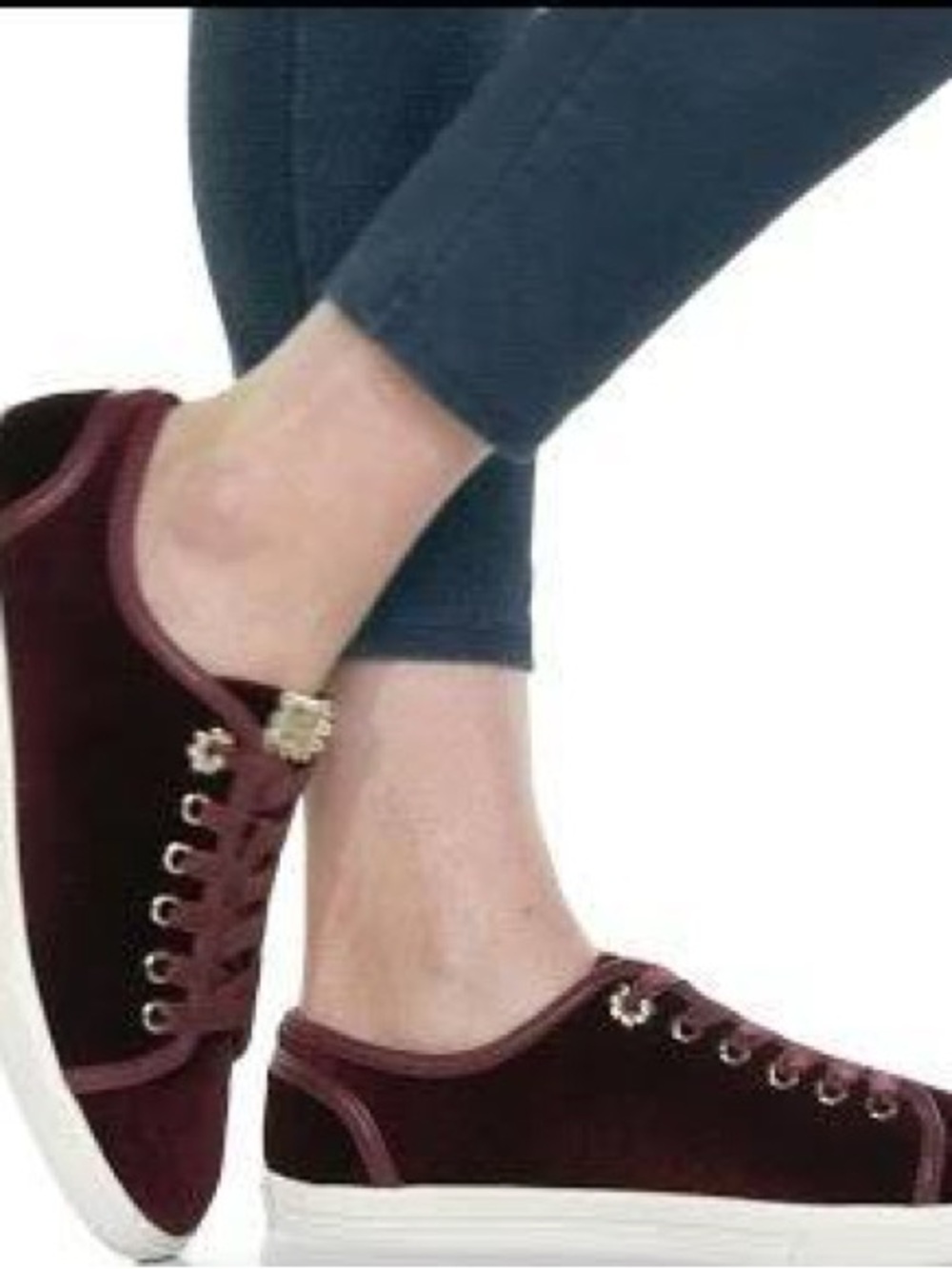 Jack Rogers Lia Velvet Sneakers in Bordeaux Ribbon Lace Sneakerina Sz 7.5 B NWOB